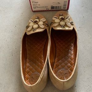 Tory Burch Blaise Smoking Slipper, Gold